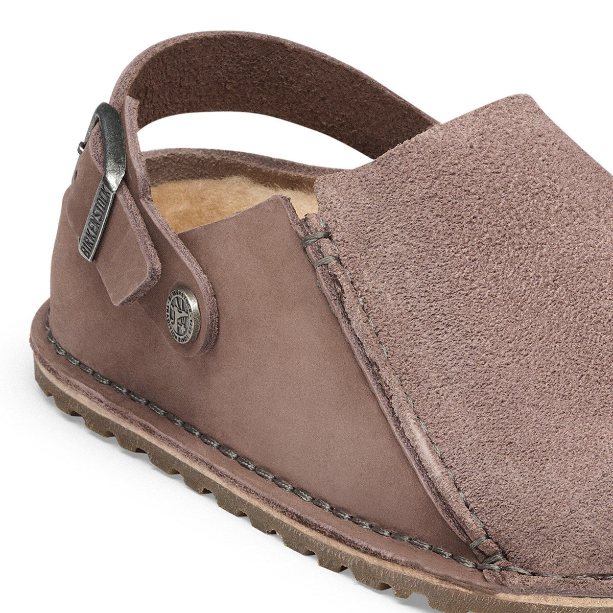 Lutry Premium Shearling Nubuck Leather/Suede in Color Faded Purple | Birkenstock