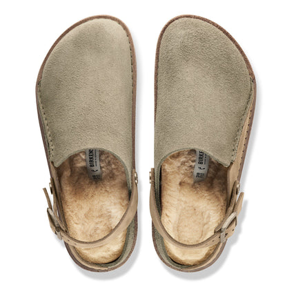 Lutry Premium Shearling Nubuck Leather/Suede in Color Taupe | Birkenstock