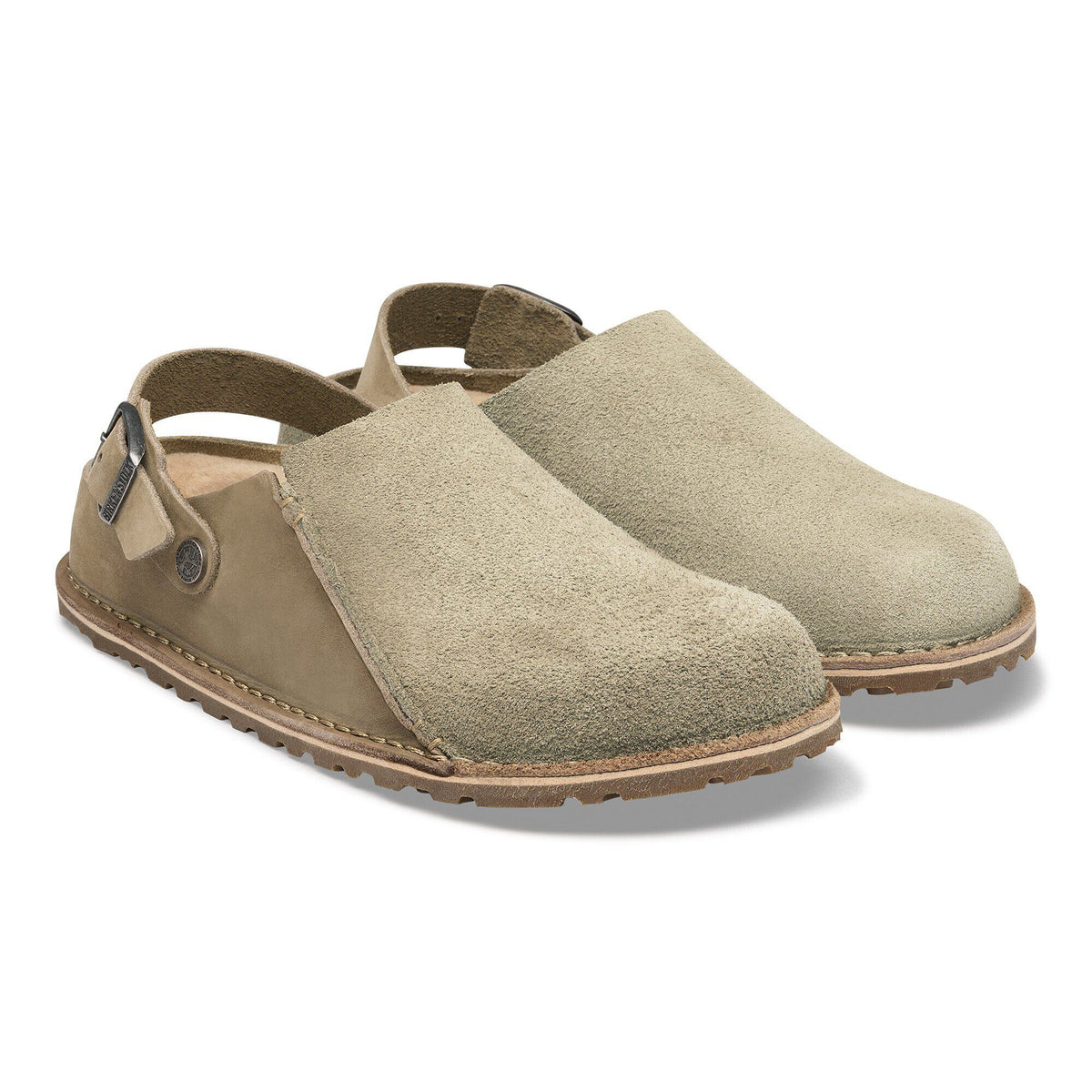 Lutry Premium Shearling Nubuck Leather/Suede in Color Taupe | Birkenstock