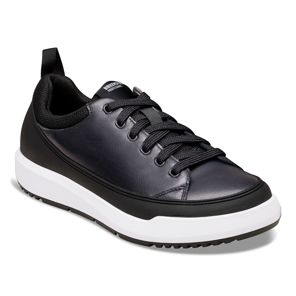 Melbourne PRO Natural Coated Leather in Color Black/White | Birkenstock