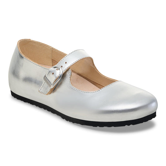 Santa Clarita Leather in Color Silver | Birkenstock