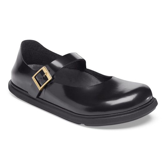 Mantova Droplet Buckle Natural Leather Patent in Color High Shine Black | Birkenstock