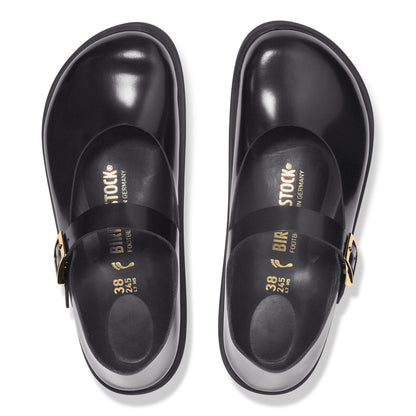 Mantova Droplet Buckle Natural Leather Patent in Color High Shine Black | Birkenstock