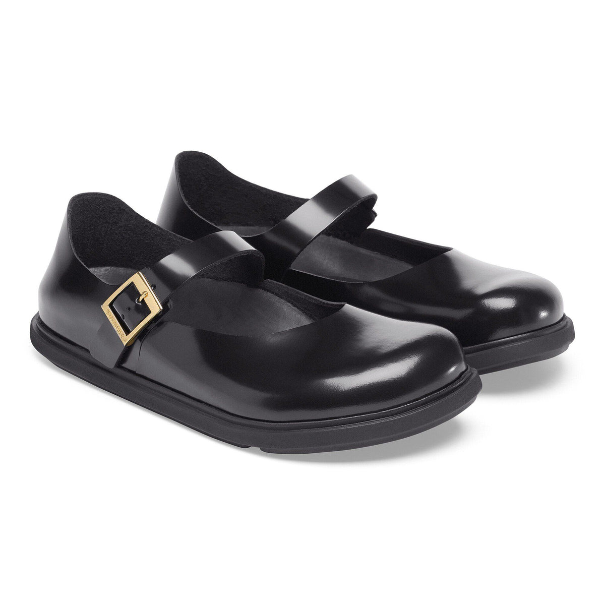 Mantova Droplet Buckle Natural Leather Patent in Color High Shine Black | Birkenstock
