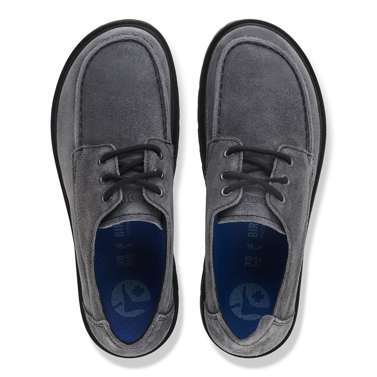 Highwood Moc Lace Suede Leather in Color Charcoal | Birkenstock