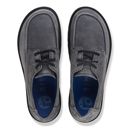 Highwood Moc Lace Suede Leather in Color Charcoal | Birkenstock