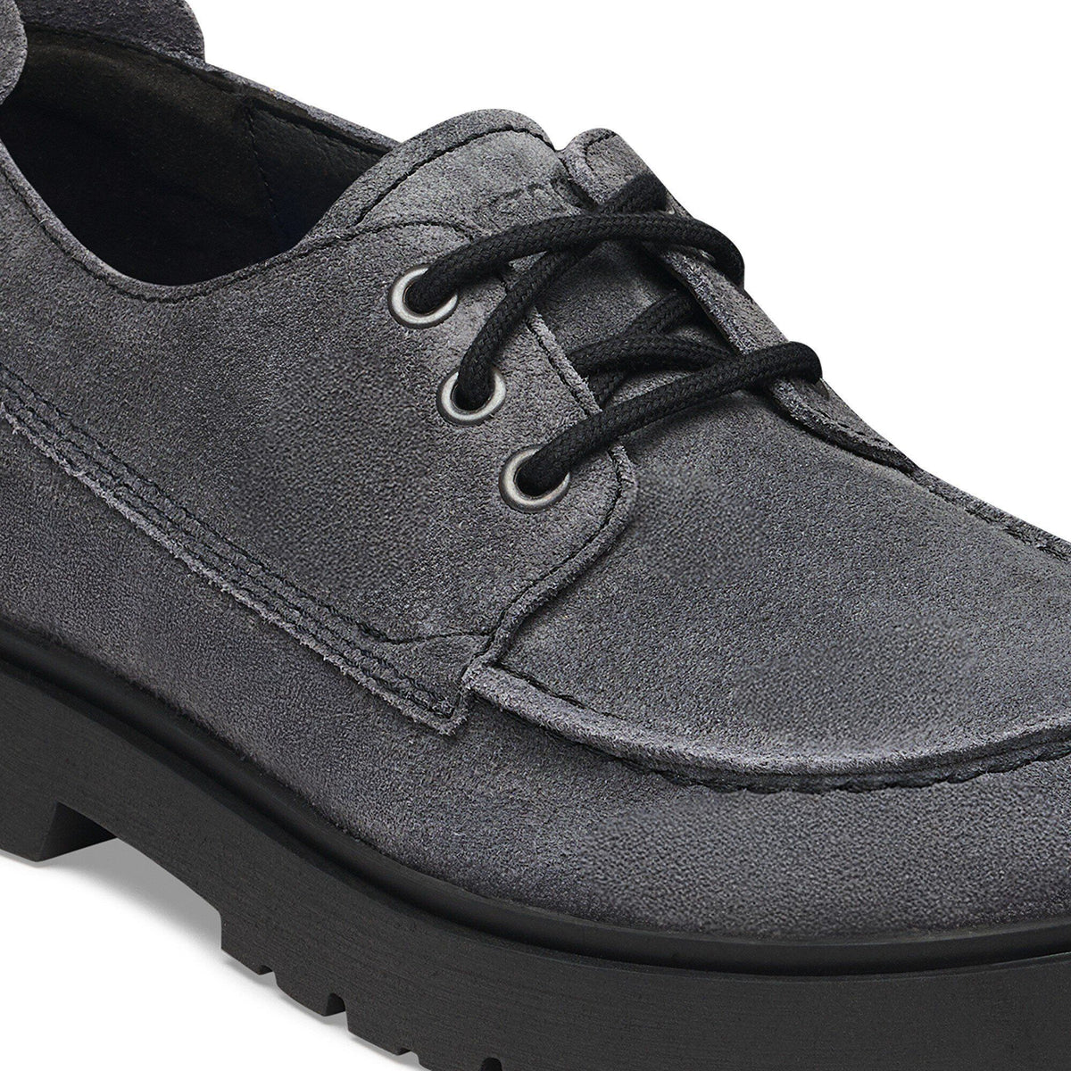 Highwood Moc Lace Suede Leather in Color Charcoal | Birkenstock