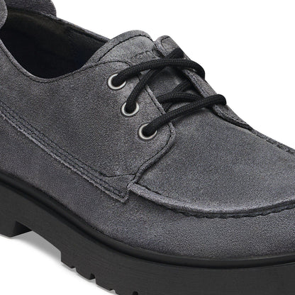 Highwood Moc Lace Suede Leather in Color Charcoal | Birkenstock