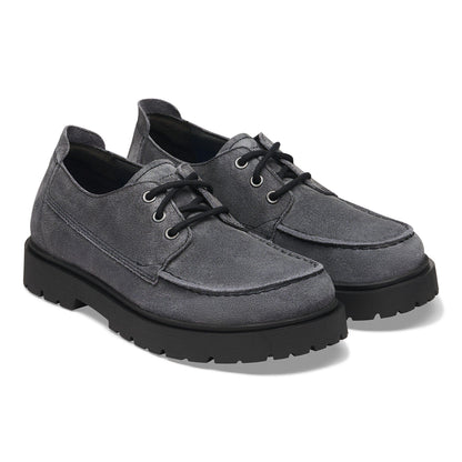 Highwood Moc Lace Suede Leather in Color Charcoal | Birkenstock