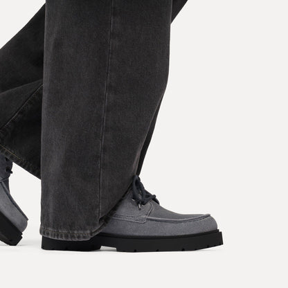 Highwood Moc Lace Suede Leather in Color Charcoal | Birkenstock