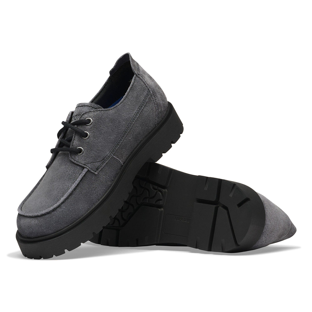 Highwood Moc Lace Suede Leather in Color Charcoal | Birkenstock