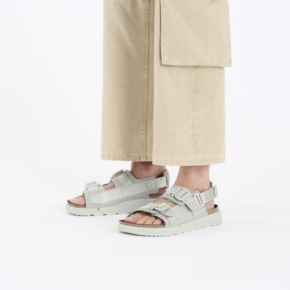 Shinjuku Leather-Textile in Color Mineral Gray | Birkenstock